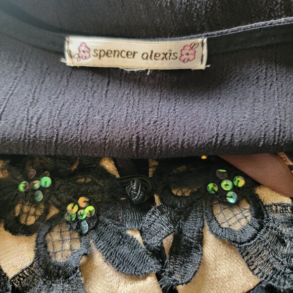 Vintage Spencer Alexis S/M Burnout Velvet Silk Lace Jacket Whimsigoth Boho Glam - Picture 11 of 12